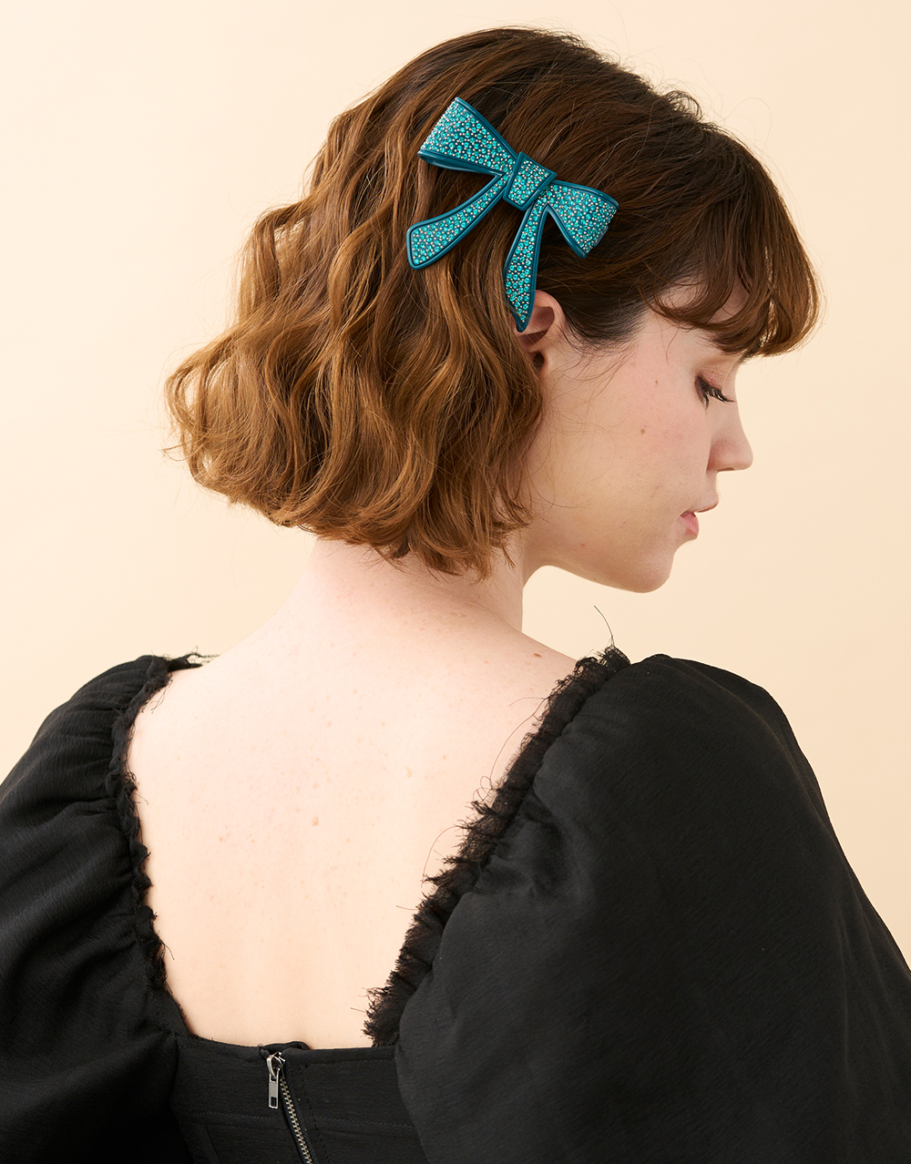 【新品】ALEXANDRE DE PARIS Pince Vendôme Signature regular navy blue jewel hair jaw clip