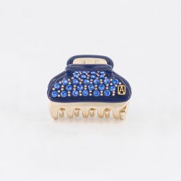 Alexandre de Paris small navy-blue jewel hair clip Pince Vendôme