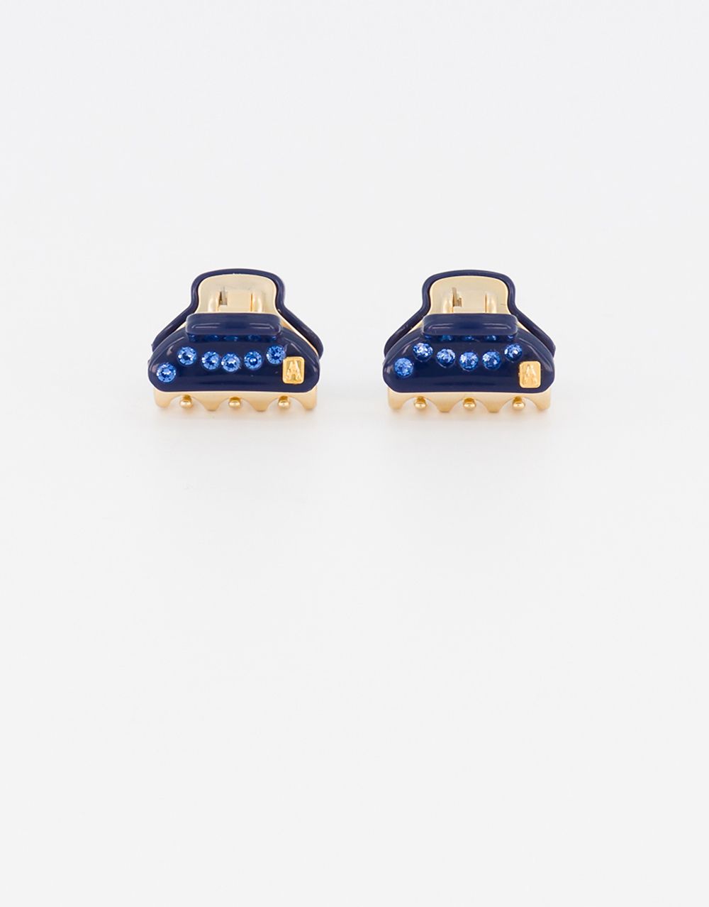 Alexandre de Paris mini navy-blue jewel hair clips Pince Vendôme
